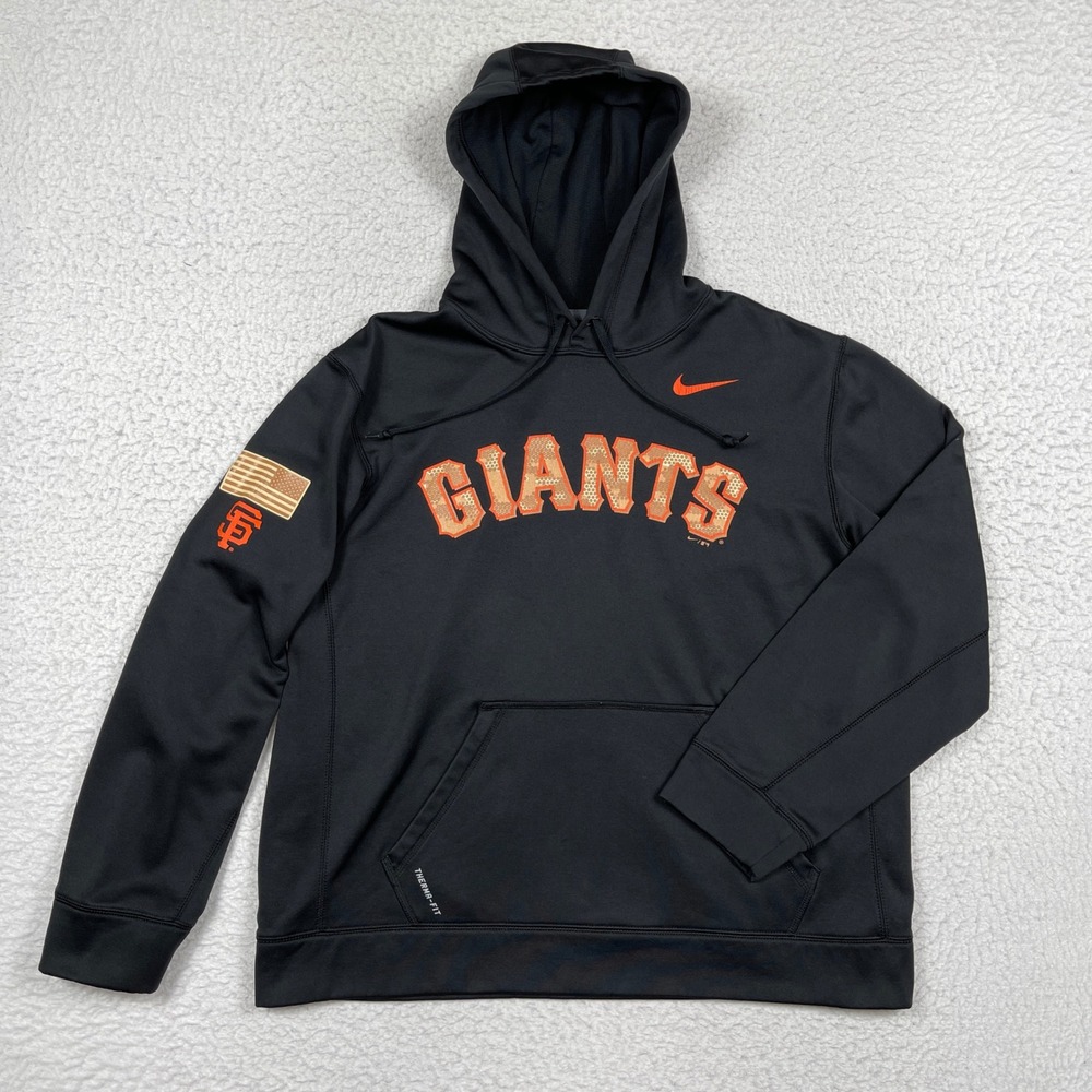 San Francisco Giants Hoodie Mens Large Black Camo Graphic Nike Therma Fit MLB